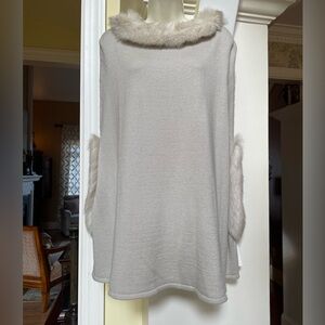 New With Tag Gabby & Eden beige poncho cape with faux one size